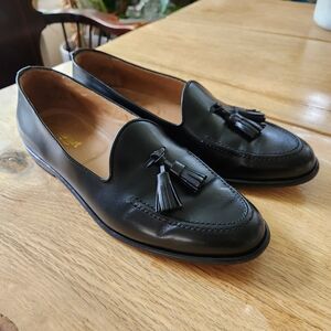 Paul Stuart Charleston Tassel Slip On Shoes Men's Size 9 Black Leather Loafers‎